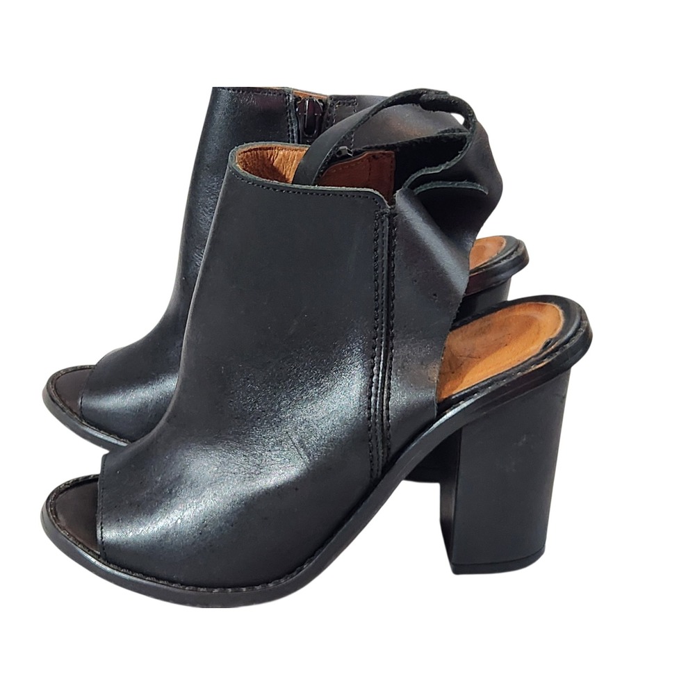 Sixtyseven Open Toe Booties Women 36 Black Leather Cutout Block Heel Ankle Boots